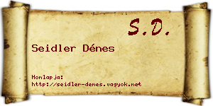 Seidler Dénes névjegykártya